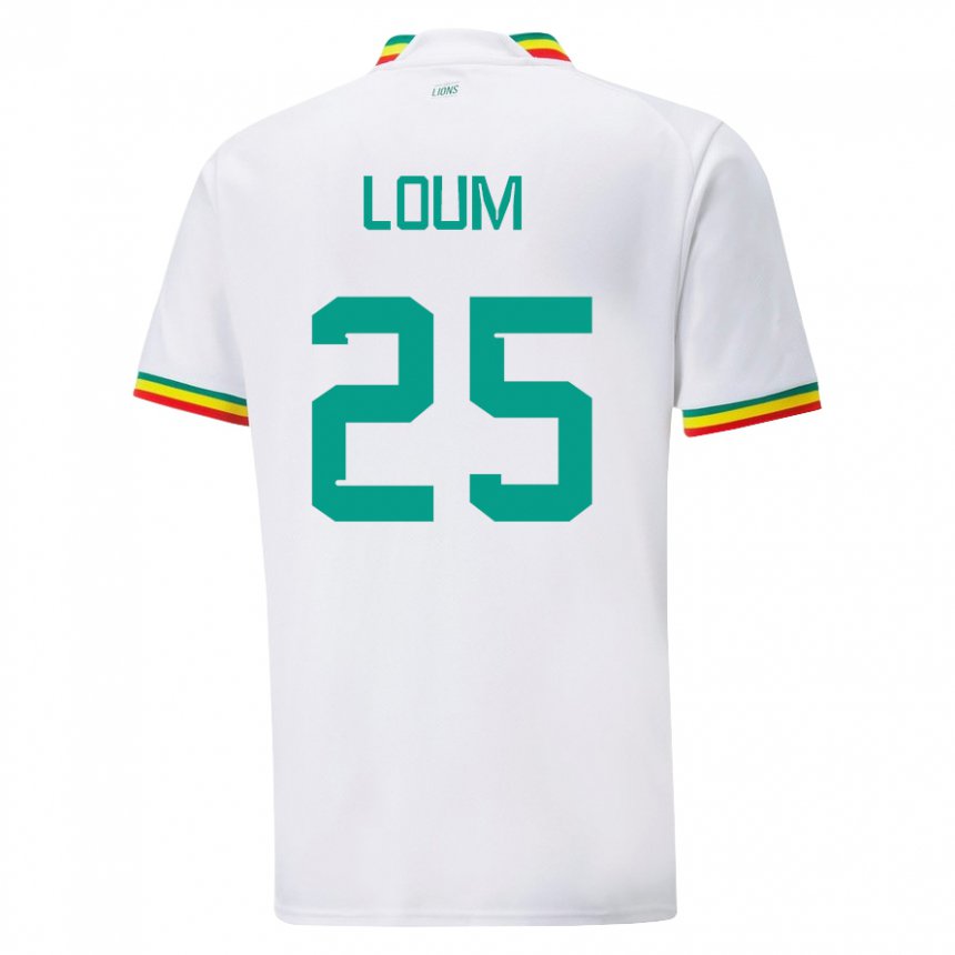 Dame Senegals Mamadou Loum #25 Hvit Hjemmetrøye Drakt Trøye 22-24 Skjorter T-skjorte
