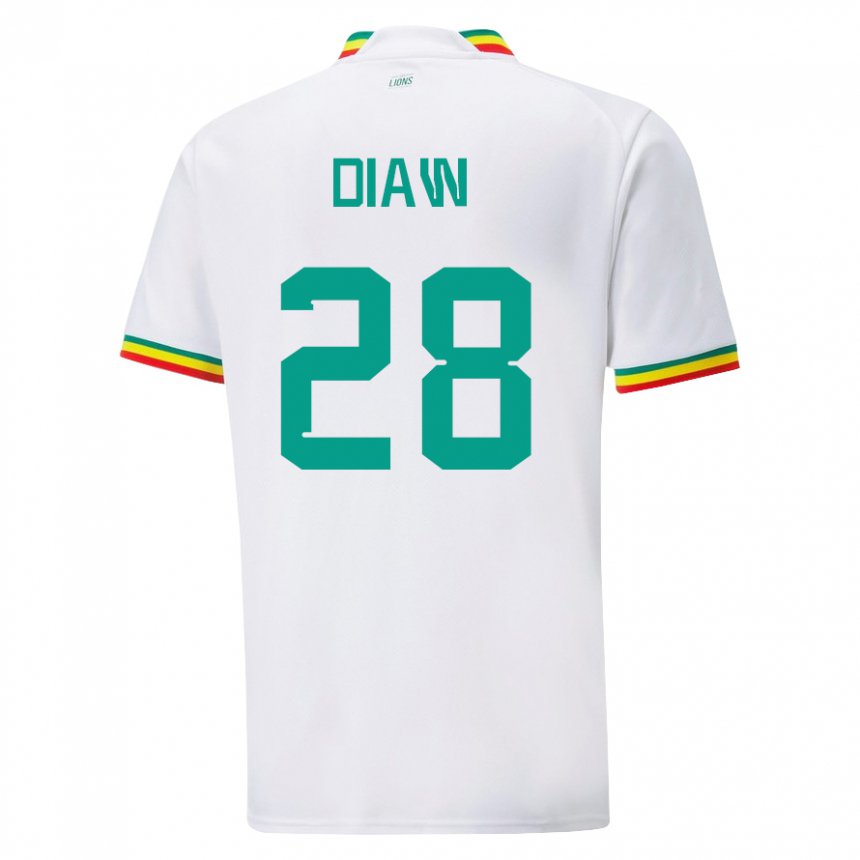 Dame Senegals Mory Diaw #28 Hvit Hjemmetrøye Drakt Trøye 22-24 Skjorter T-skjorte