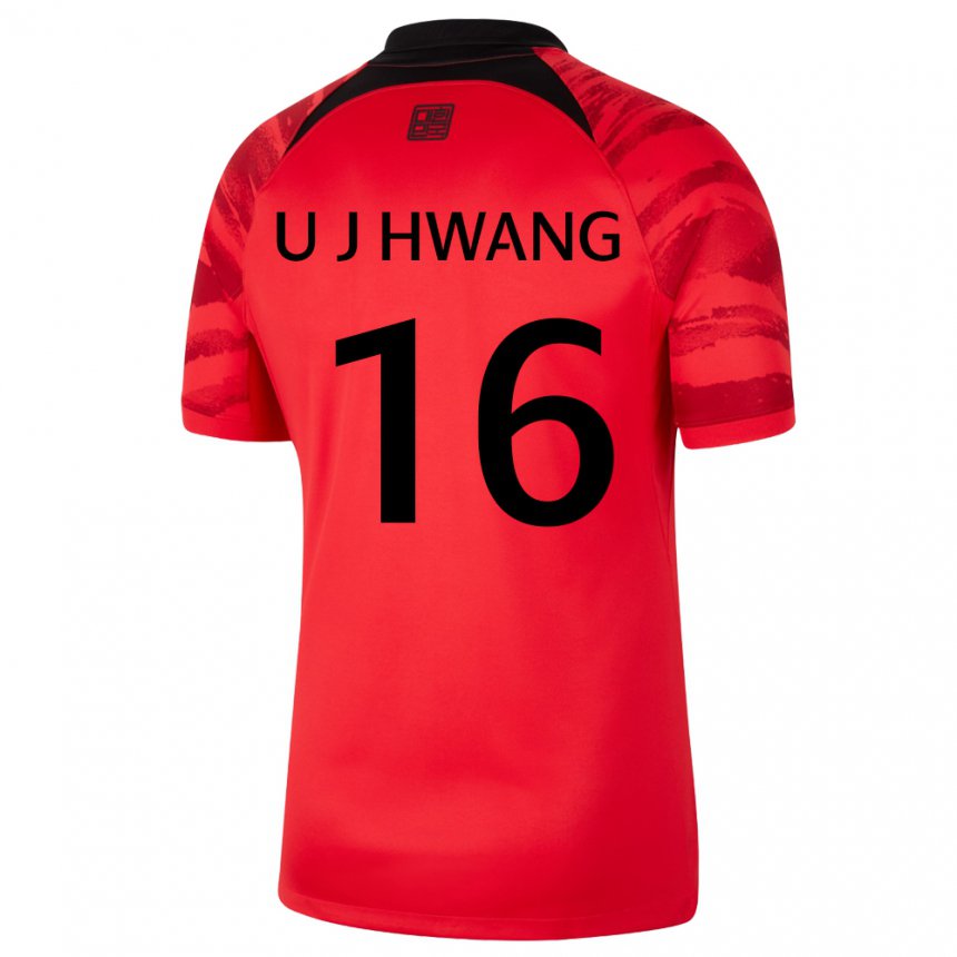 Dame Sør-koreas Ui-jo Hwang #16 Rød Svart Hjemmetrøye Drakt Trøye 22-24 Skjorter T-skjorte