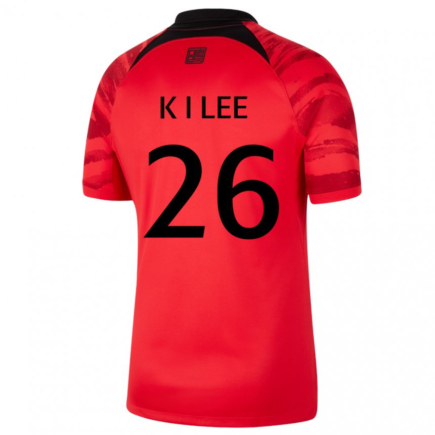 Dame Sør-koreas Kang-in Lee #26 Rød Svart Hjemmetrøye Drakt Trøye 22-24 Skjorter T-skjorte