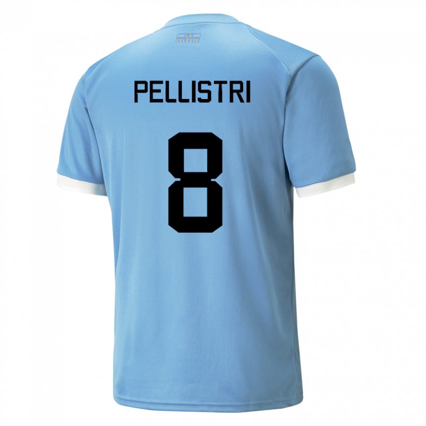 Dame Uruguays Facundo Pellistri #8 Blå Hjemmetrøye Drakt Trøye 22-24 Skjorter T-skjorte