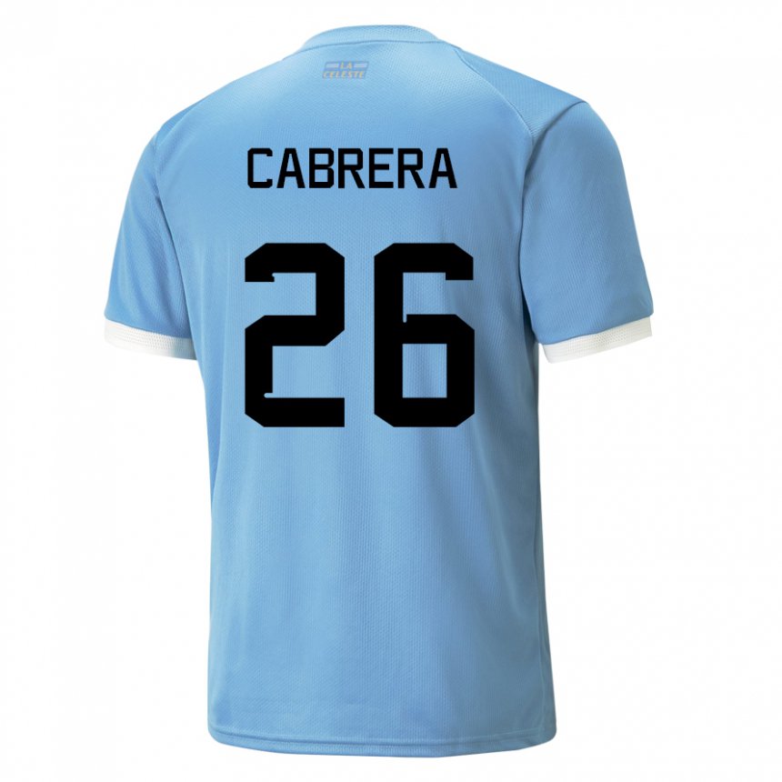 Dame Uruguays Leandro Cabrera #26 Blå Hjemmetrøye Drakt Trøye 22-24 Skjorter T-skjorte