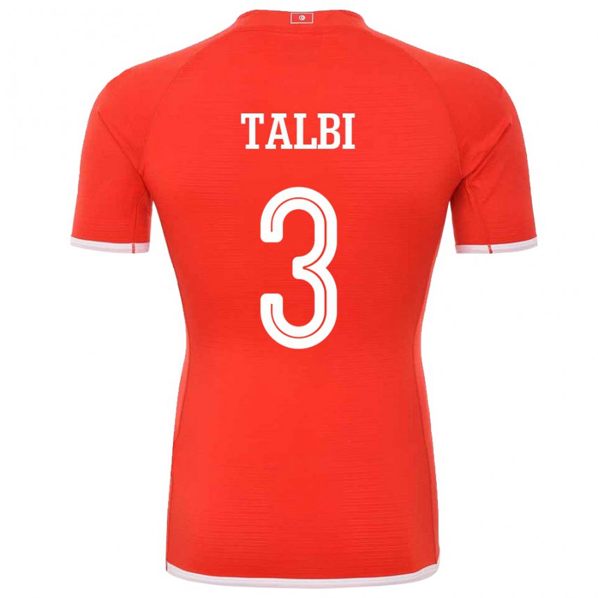 Dame Tunisias Montassar Talbi #3 Rød Hjemmetrøye Drakt Trøye 22-24 Skjorter T-skjorte