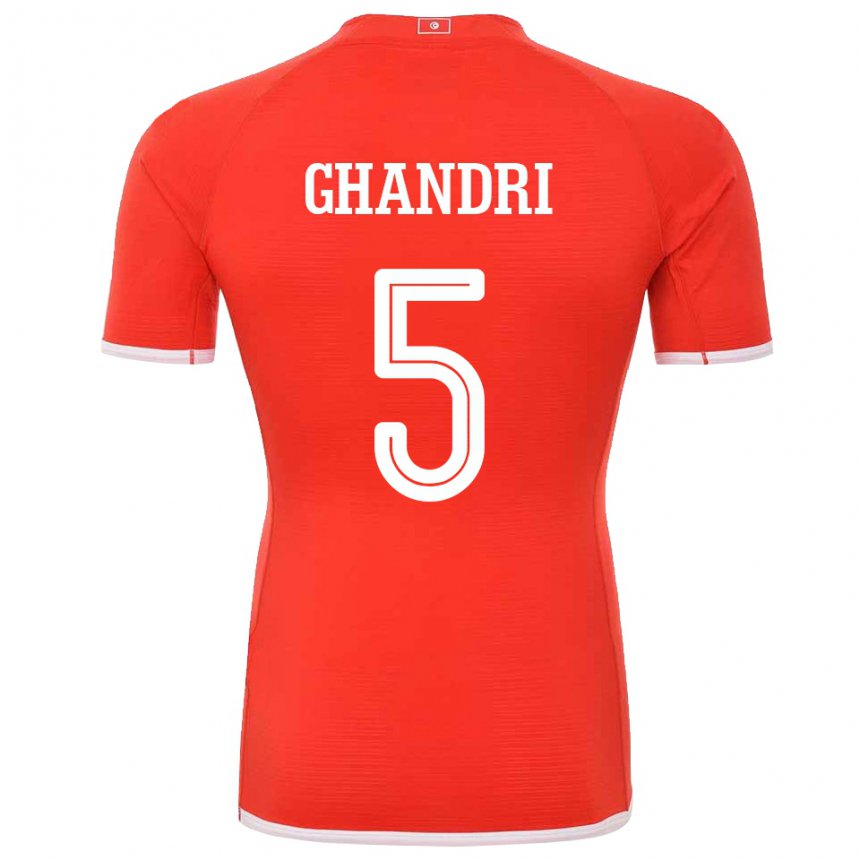 Dame Tunisias Nader Ghandri #5 Rød Hjemmetrøye Drakt Trøye 22-24 Skjorter T-skjorte