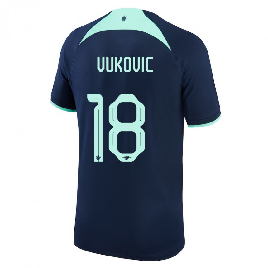 Dame Australias Danny Vukovic #18 Mørke Blå Bortetrøye Drakt Trøye 22-24 Skjorter T-skjorte