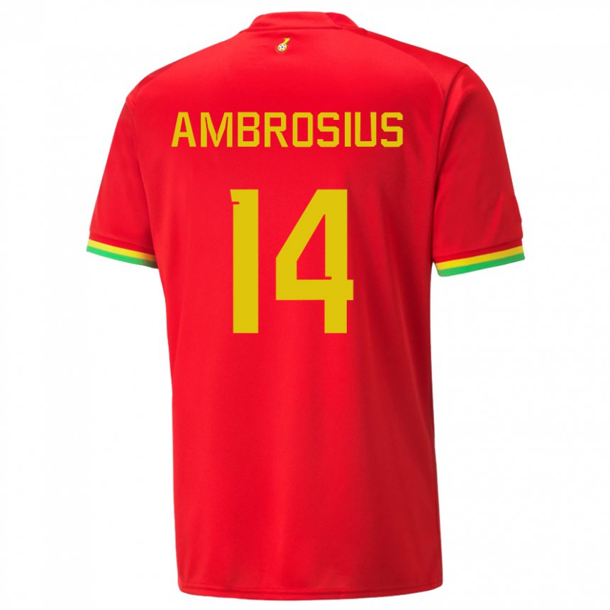 Dame Ghanas Stephan Ambrosius #14 Rød Bortetrøye Drakt Trøye 22-24 Skjorter T-skjorte