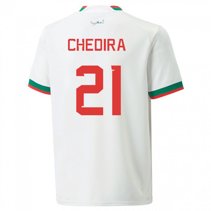 Dame Marokkos Walid Chedira #21 Hvit Bortetrøye Drakt Trøye 22-24 Skjorter T-skjorte