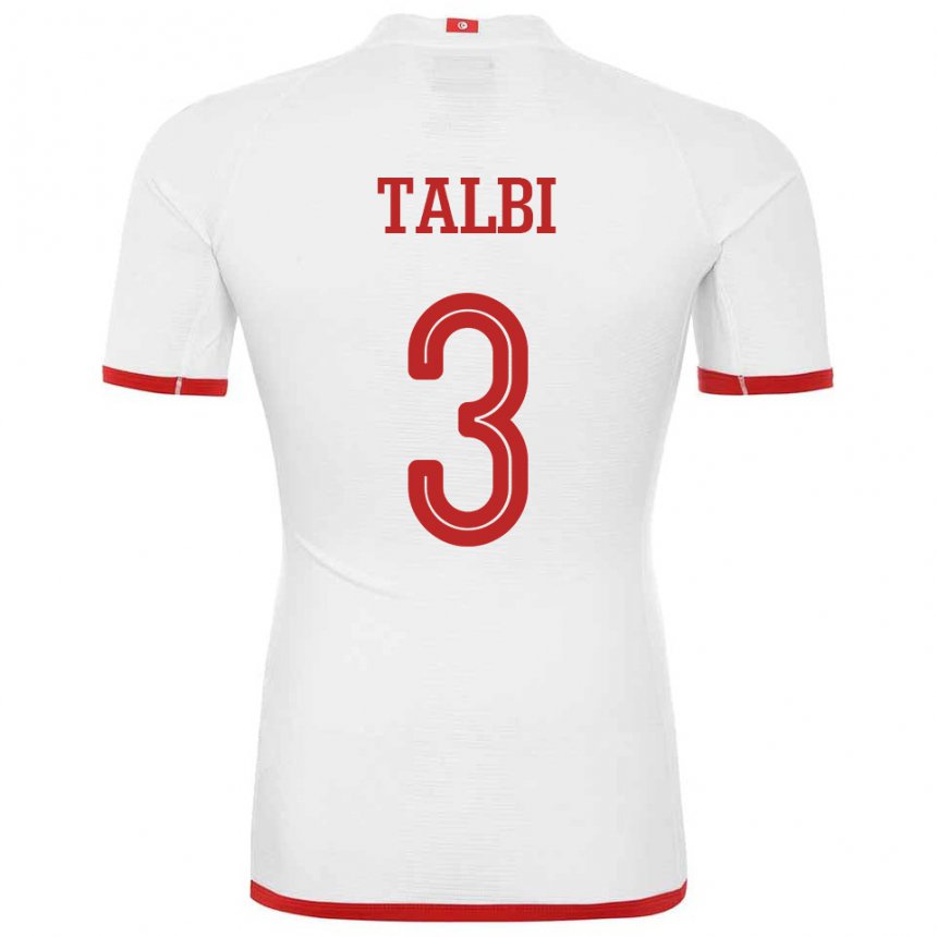 Dame Tunisias Montassar Talbi #3 Hvit Bortetrøye Drakt Trøye 22-24 Skjorter T-skjorte