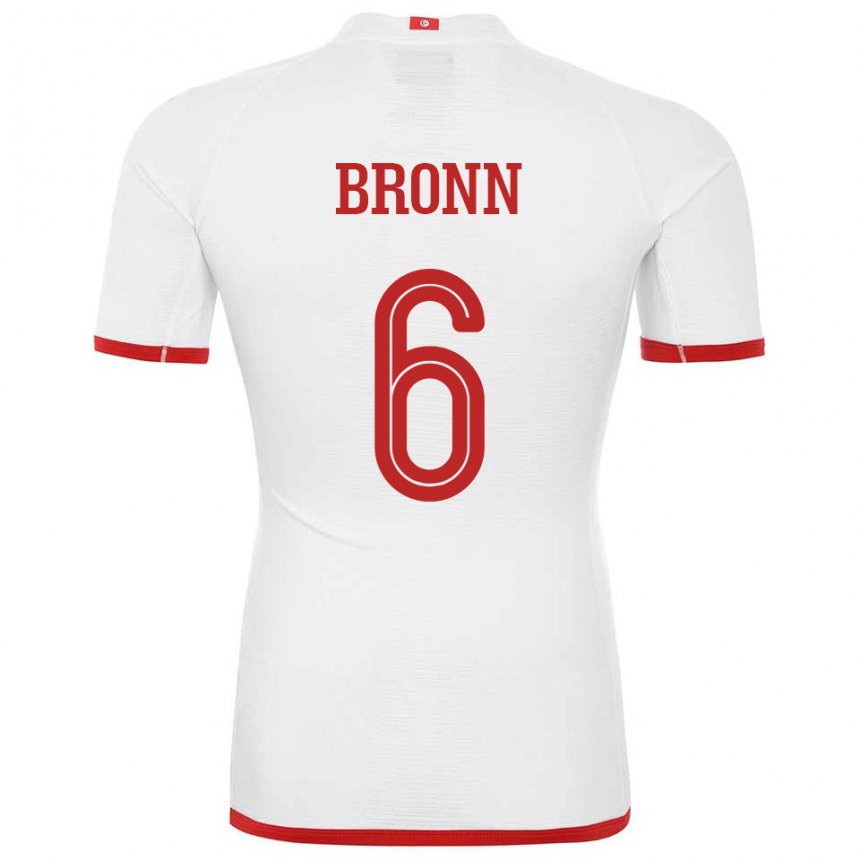 Dame Tunisias Dylan Bronn #6 Hvit Bortetrøye Drakt Trøye 22-24 Skjorter T-skjorte