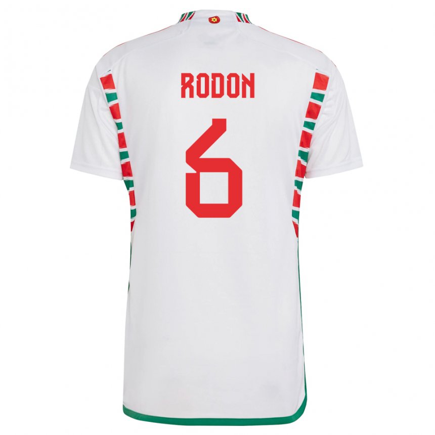 Dame Wales Joe Rodon #6 Hvit Bortetrøye Drakt Trøye 22-24 Skjorter T-skjorte