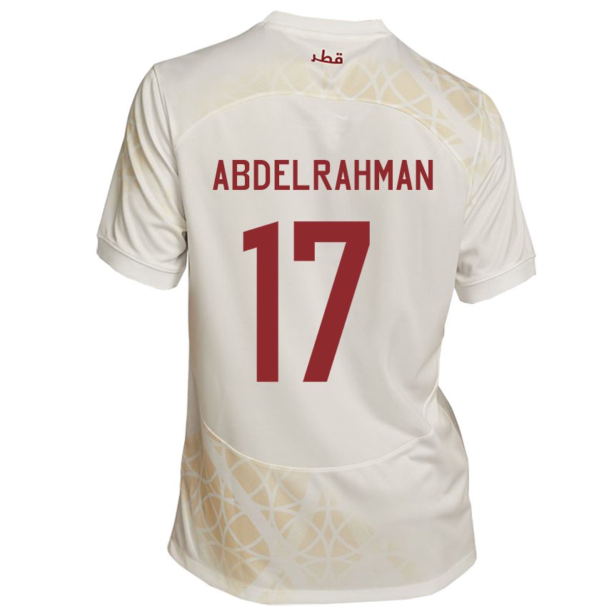 Dame Qatars Abdelrahman Fahmi Moustafa #17 Gull Beige Bortetrøye Drakt Trøye 22-24 Skjorter T-skjorte