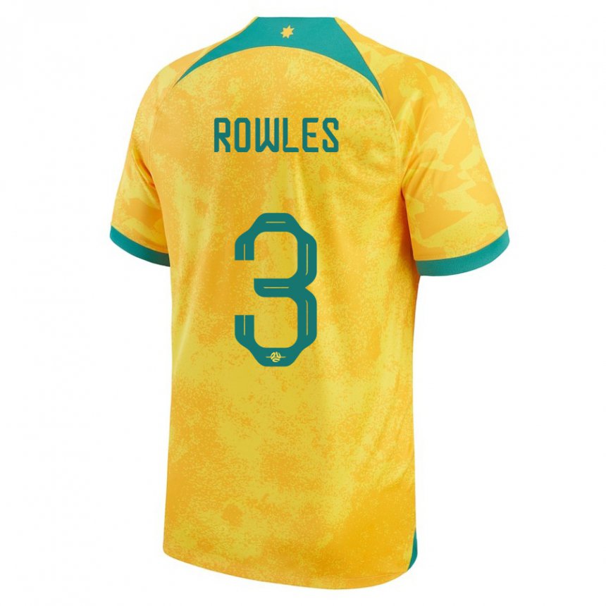 Barn Australias Kye Rowles #3 Gylden Hjemmetrøye Drakt Trøye 22-24 Skjorter T-skjorte