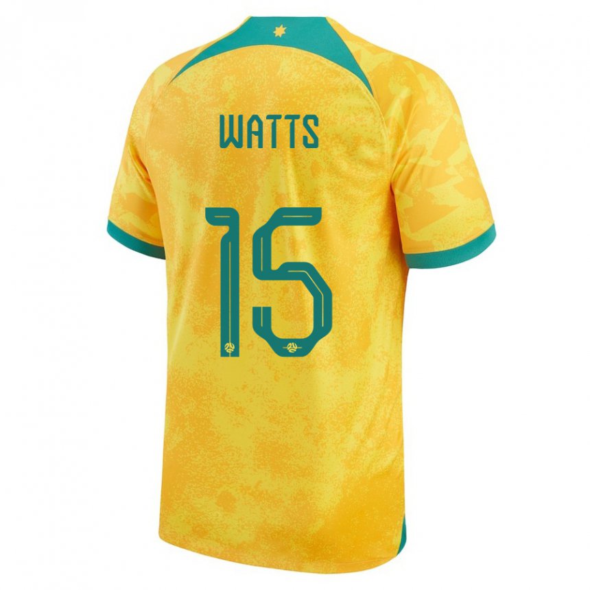 Barn Australias Caleb Watts #15 Gylden Hjemmetrøye Drakt Trøye 22-24 Skjorter T-skjorte