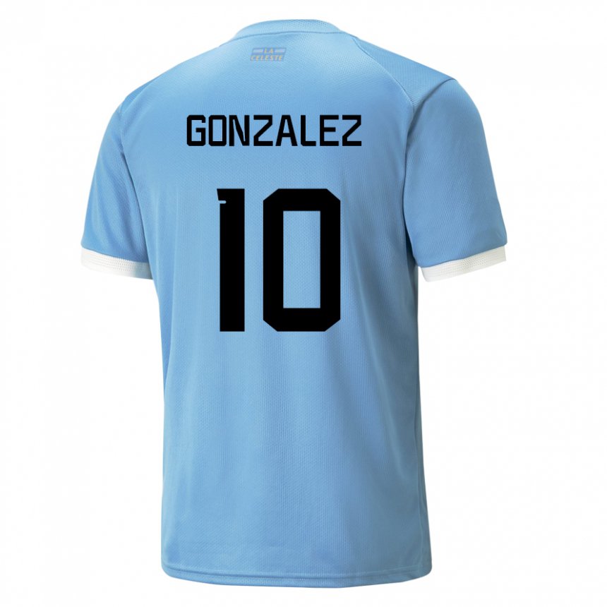 Barn Uruguays Franco Gonzalez #10 Blå Hjemmetrøye Drakt Trøye 22-24 Skjorter T-skjorte