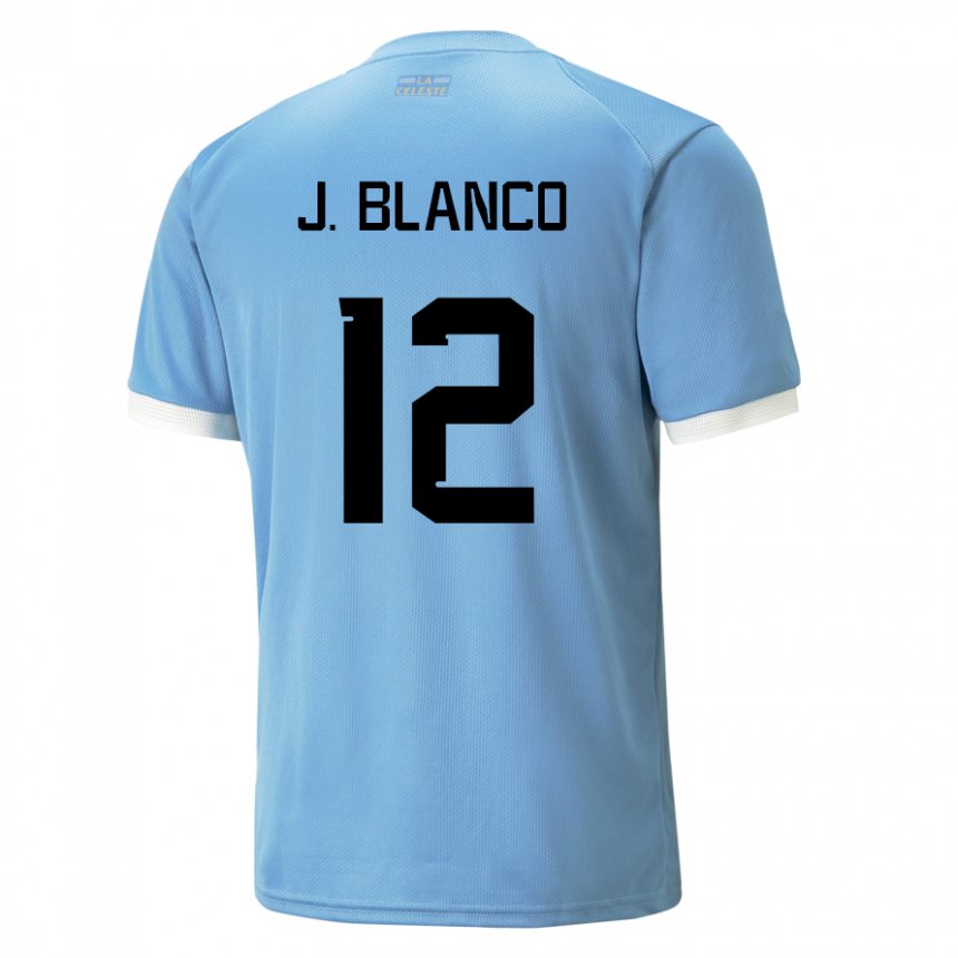 Barn Uruguays Juan Ignacio Blanco #12 Blå Hjemmetrøye Drakt Trøye 22-24 Skjorter T-skjorte