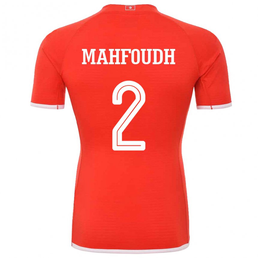 Barn Tunisias Dhikra Mahfoudh #2 Rød Hjemmetrøye Drakt Trøye 22-24 Skjorter T-skjorte