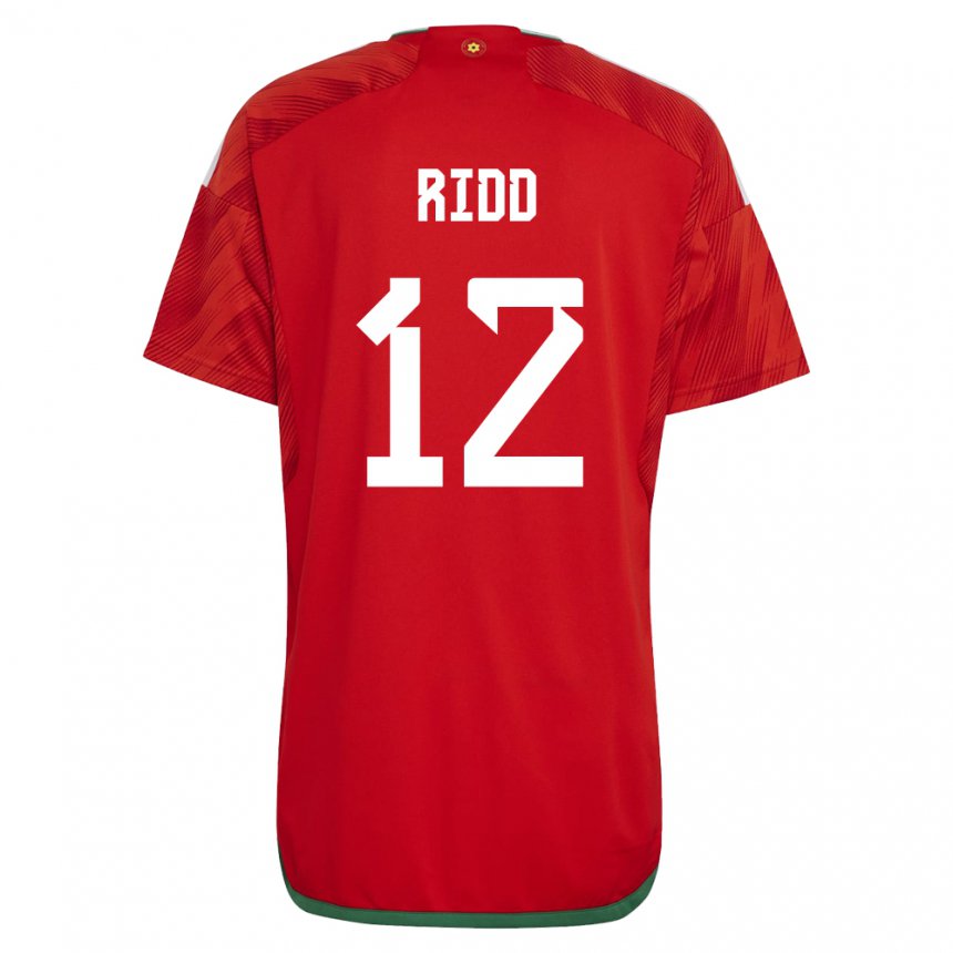 Barn Wales Lewis Ridd #12 Rød Hjemmetrøye Drakt Trøye 22-24 Skjorter T-skjorte