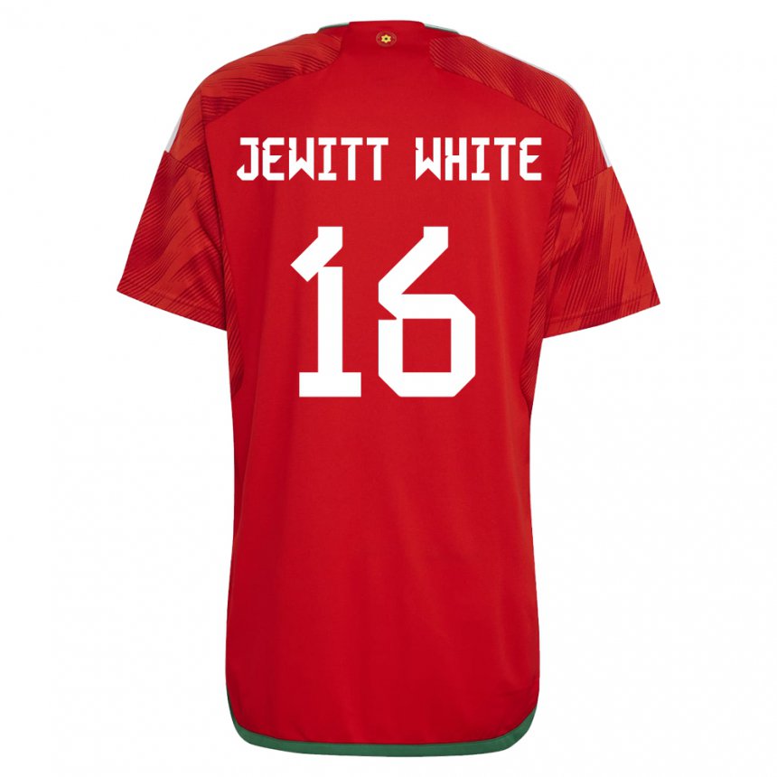 Barn Wales Harry Jewitt White #16 Rød Hjemmetrøye Drakt Trøye 22-24 Skjorter T-skjorte
