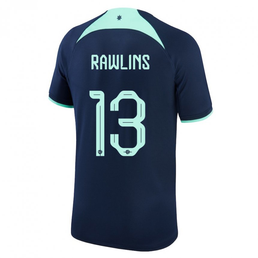 Barn Australias Joshua Rawlins #13 Mørke Blå Bortetrøye Drakt Trøye 22-24 Skjorter T-skjorte