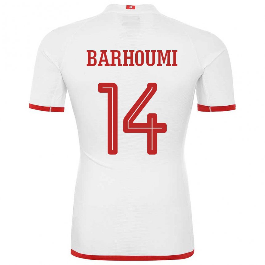Barn Tunisias Salah Barhoumi #14 Hvit Bortetrøye Drakt Trøye 22-24 Skjorter T-skjorte