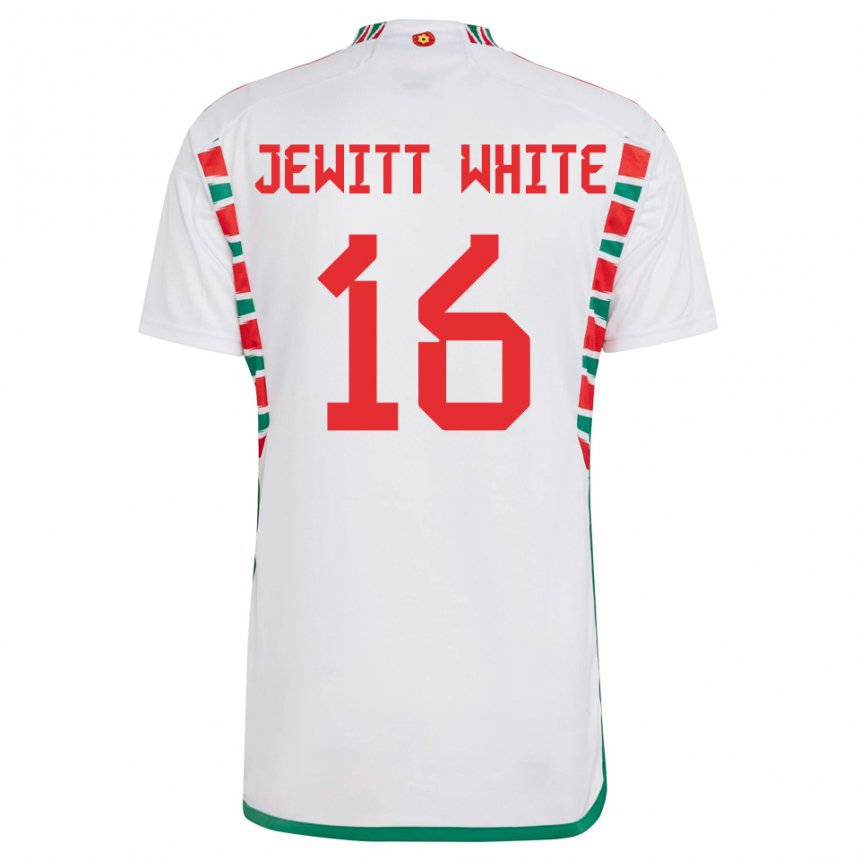 Barn Wales Harry Jewitt White #16 Hvit Bortetrøye Drakt Trøye 22-24 Skjorter T-skjorte