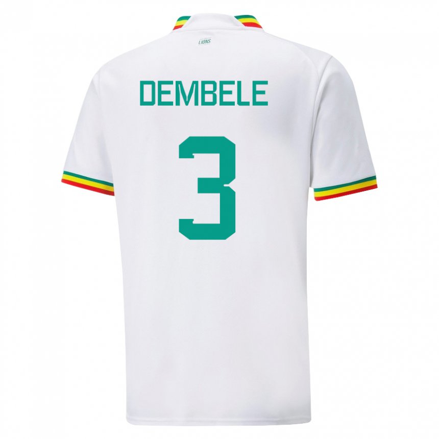 Mann Senegals Anta Dembele #3 Hvit Hjemmetrøye Drakt Trøye 22-24 Skjorter T-skjorte