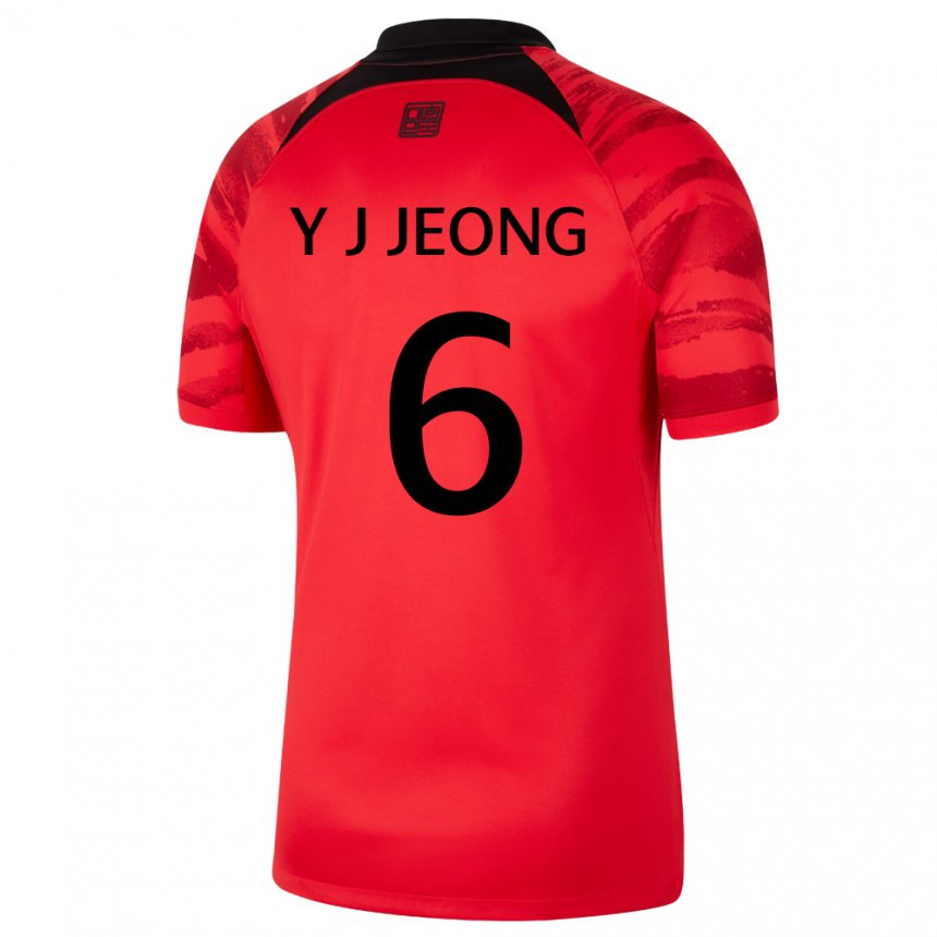 Mann Sør-koreas Jeong Yu Jin #6 Rød Svart Hjemmetrøye Drakt Trøye 22-24 Skjorter T-skjorte