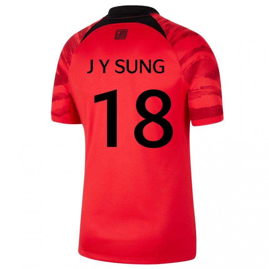 Mann Sør-koreas Sung Jin Young #18 Rød Svart Hjemmetrøye Drakt Trøye 22-24 Skjorter T-skjorte