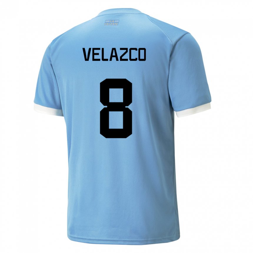 Mann Uruguays Ximena Velazco #8 Blå Hjemmetrøye Drakt Trøye 22-24 Skjorter T-skjorte
