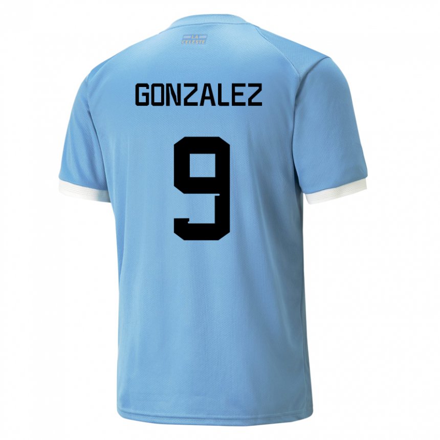 Mann Uruguays Pamela Gonzalez #9 Blå Hjemmetrøye Drakt Trøye 22-24 Skjorter T-skjorte