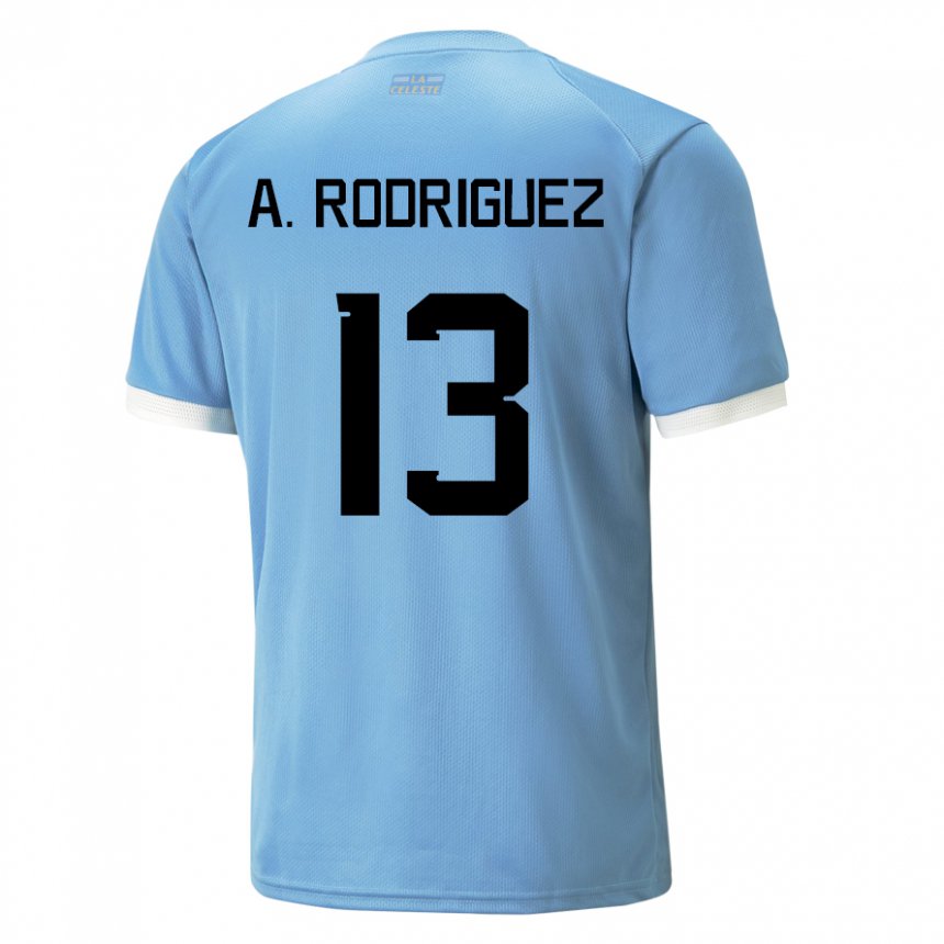 Mann Uruguays Agustin Rodriguez #13 Blå Hjemmetrøye Drakt Trøye 22-24 Skjorter T-skjorte