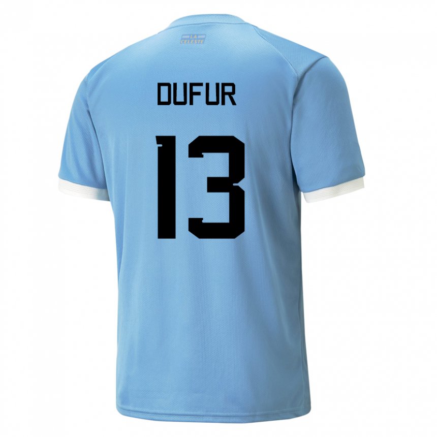 Mann Uruguays Lautaro Dufur #13 Blå Hjemmetrøye Drakt Trøye 22-24 Skjorter T-skjorte