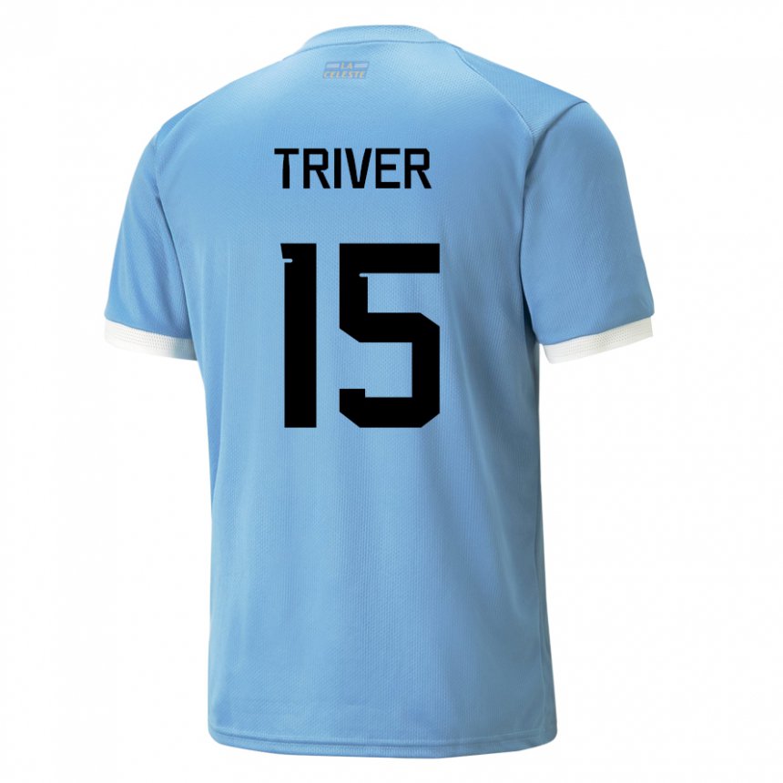 Mann Uruguays Francisco Triver #15 Blå Hjemmetrøye Drakt Trøye 22-24 Skjorter T-skjorte