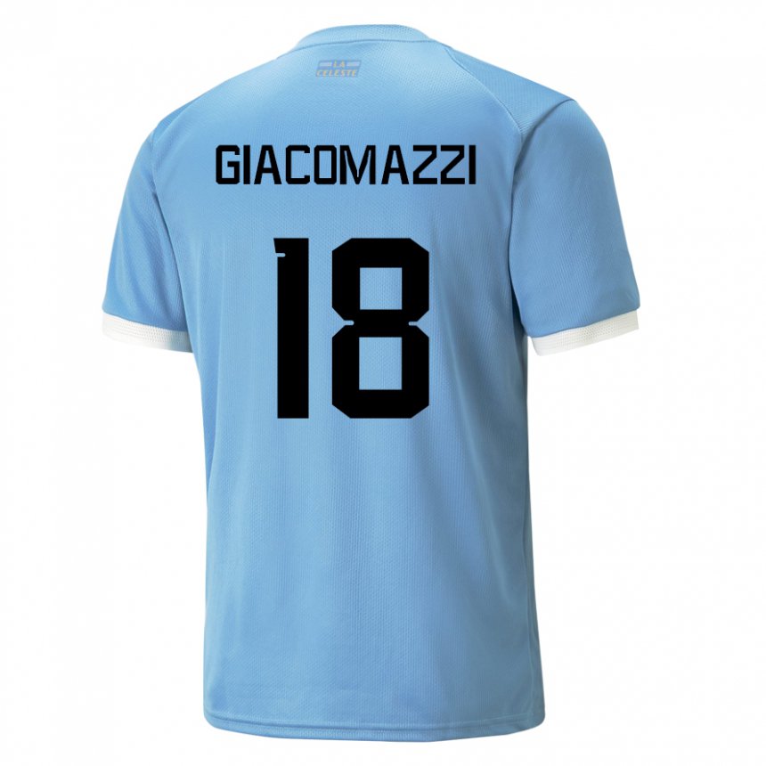 Mann Uruguays Sebastian Giacomazzi #18 Blå Hjemmetrøye Drakt Trøye 22-24 Skjorter T-skjorte