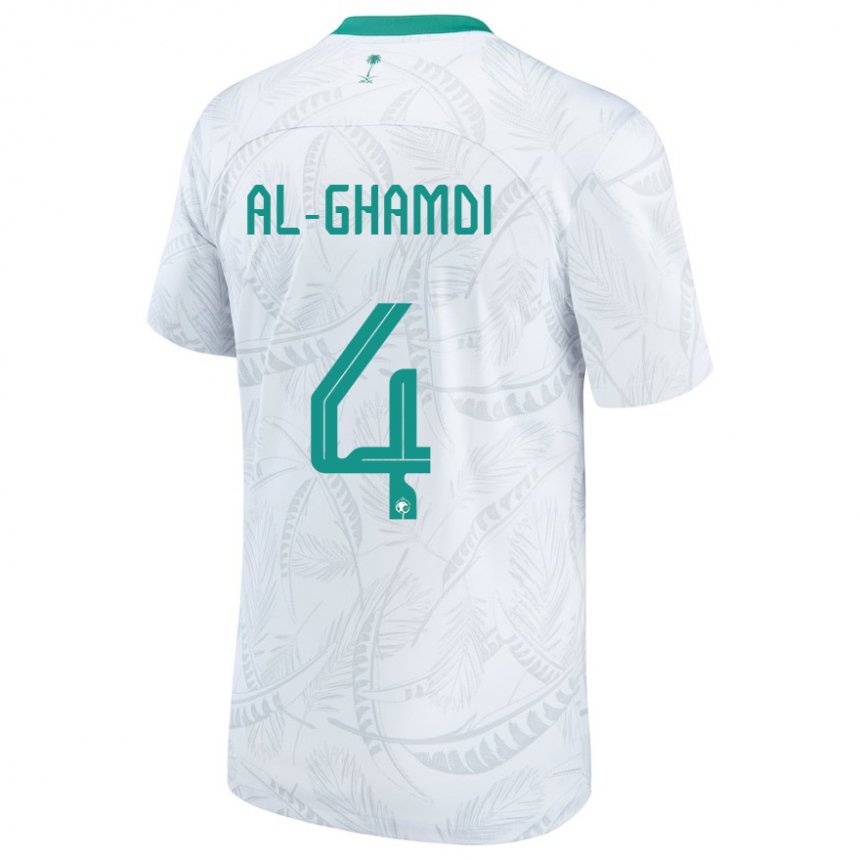 Mann Saudi-arabias Talah Al Ghamdi #4 Hvit Hjemmetrøye Drakt Trøye 22-24 Skjorter T-skjorte