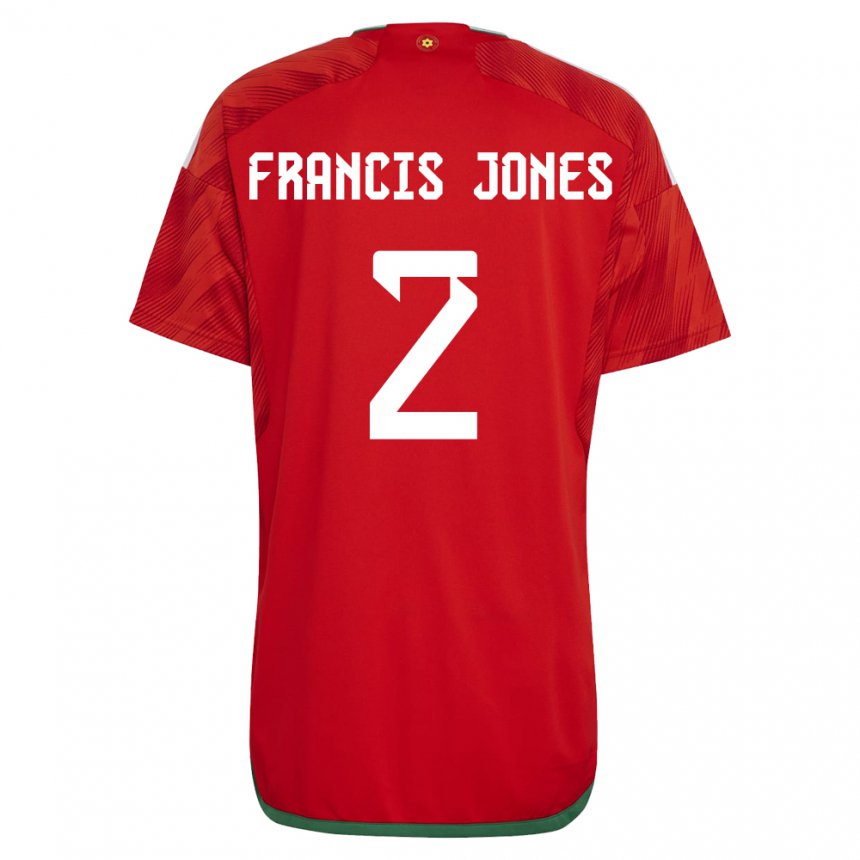 Mann Wales Maria Francis Jones #2 Rød Hjemmetrøye Drakt Trøye 22-24 Skjorter T-skjorte