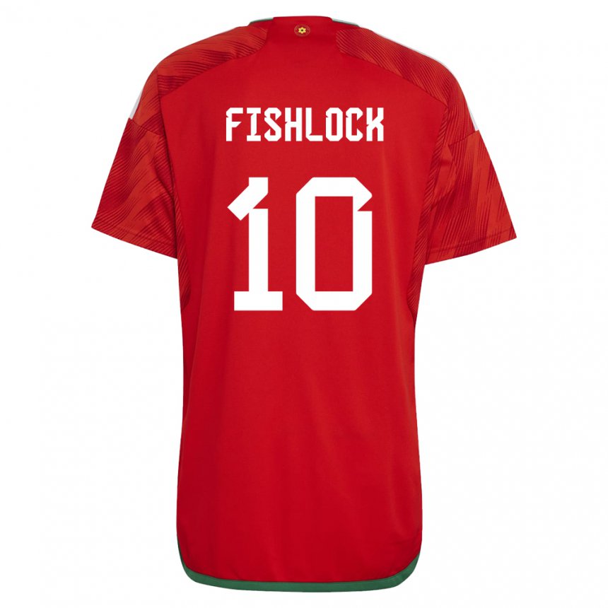 Mann Wales Jessica Fishlock #10 Rød Hjemmetrøye Drakt Trøye 22-24 Skjorter T-skjorte