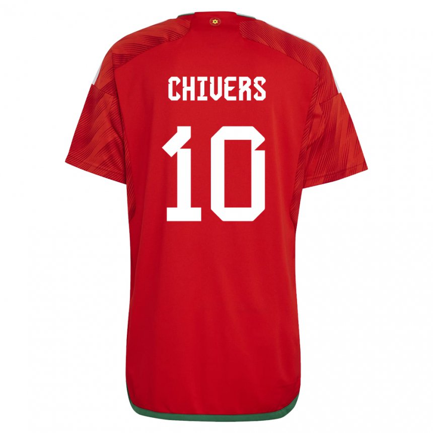 Mann Wales Chloe Chivers #10 Rød Hjemmetrøye Drakt Trøye 22-24 Skjorter T-skjorte