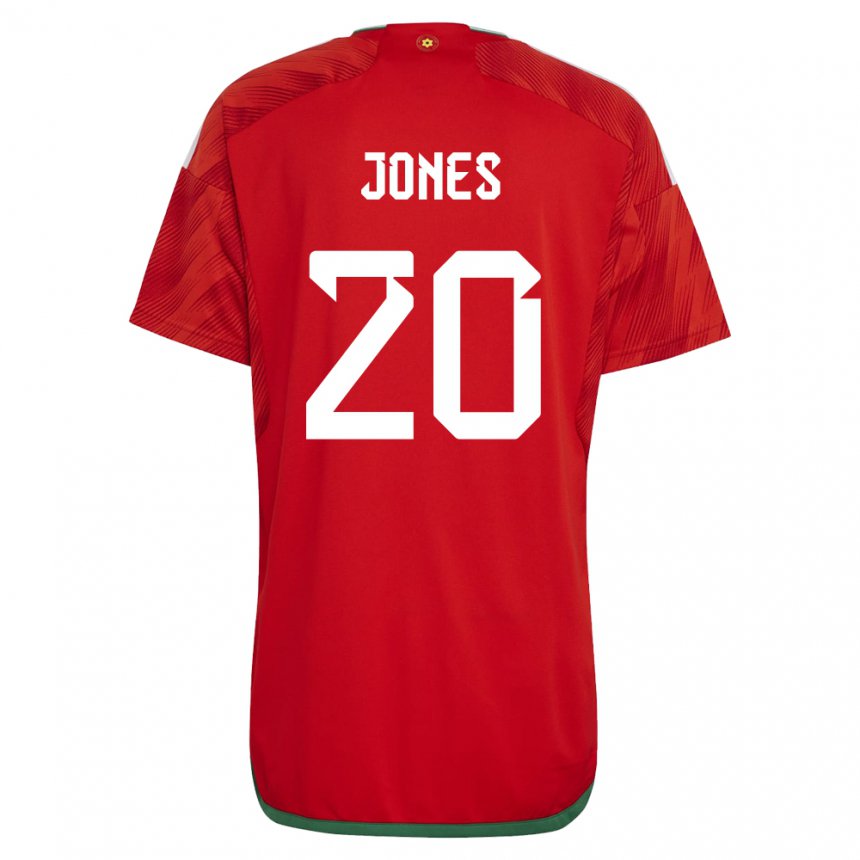 Mann Wales Carrie Jones #20 Rød Hjemmetrøye Drakt Trøye 22-24 Skjorter T-skjorte