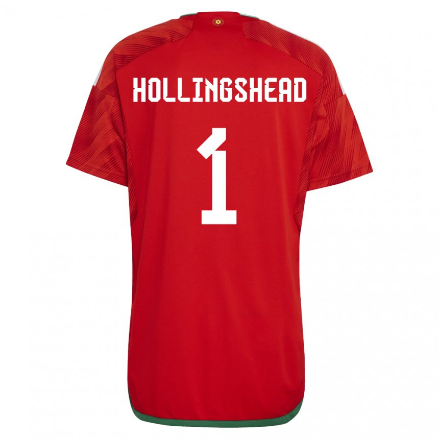 Mann Wales Ronnie Hollingshead #1 Rød Hjemmetrøye Drakt Trøye 22-24 Skjorter T-skjorte