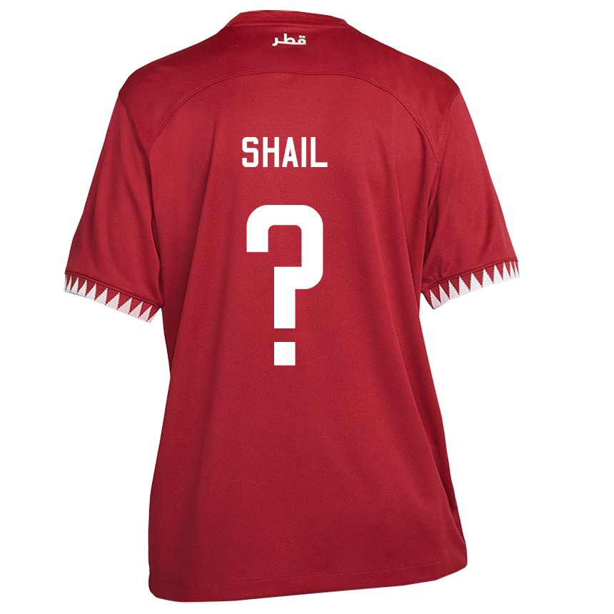 Mann Qatars Ahmad Shail #0 Rødbrun Hjemmetrøye Drakt Trøye 22-24 Skjorter T-skjorte