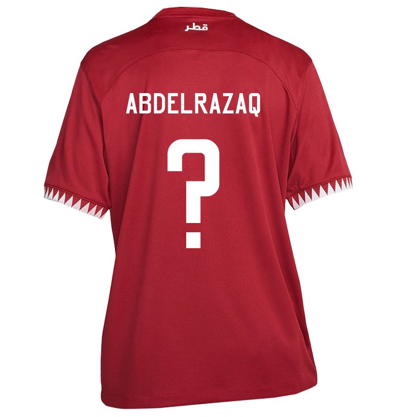 Mann Qatars Yussef Abdelrazaq #0 Rødbrun Hjemmetrøye Drakt Trøye 22-24 Skjorter T-skjorte