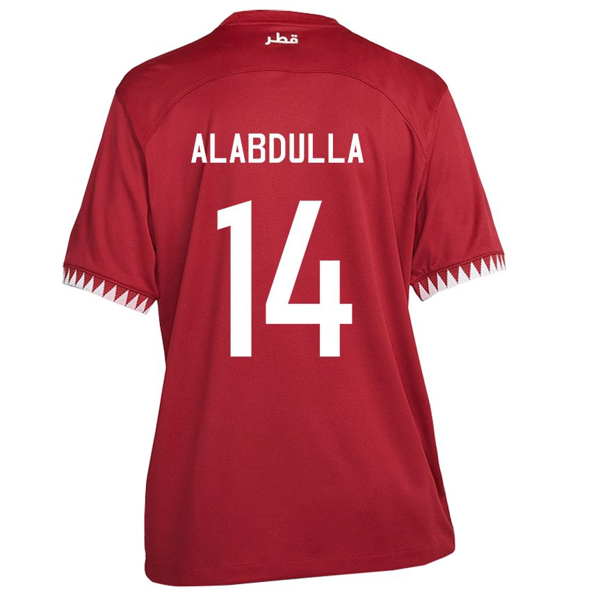 Mann Qatars Moudhi Alabdulla #14 Rødbrun Hjemmetrøye Drakt Trøye 22-24 Skjorter T-skjorte