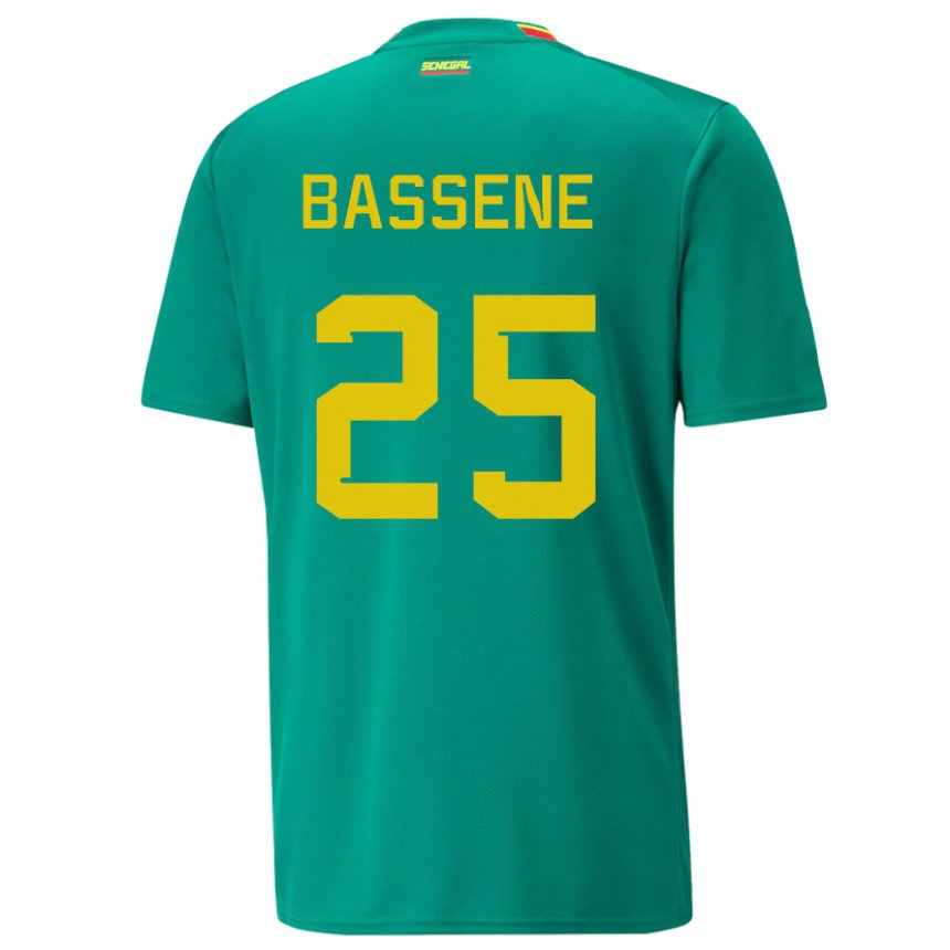Mann Senegals Pascaline Bassene #25 Grønn Bortetrøye Drakt Trøye 22-24 Skjorter T-skjorte