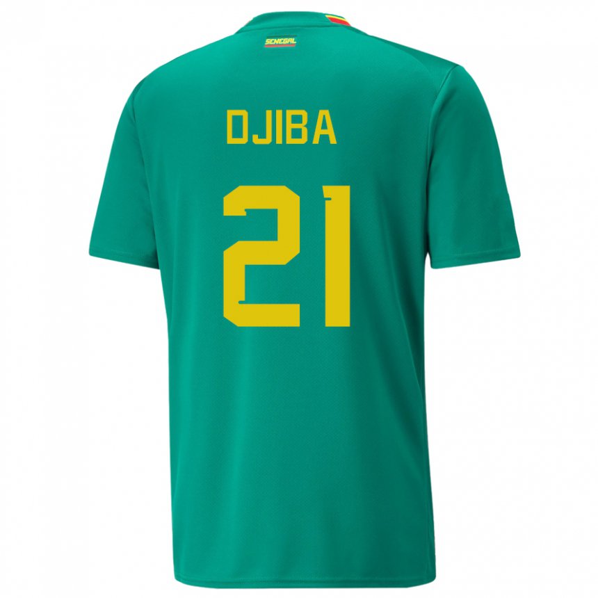 Mann Senegals Francois Djiba #21 Grønn Bortetrøye Drakt Trøye 22-24 Skjorter T-skjorte