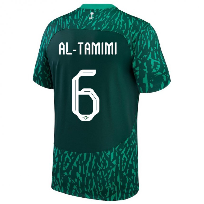 Mann Saudi-arabias Maryam Al Tamimi #6 Dark Grønn Bortetrøye Drakt Trøye 22-24 Skjorter T-skjorte