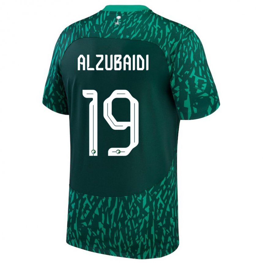 Mann Saudi-arabias Yaseen Alzubaidi #19 Dark Grønn Bortetrøye Drakt Trøye 22-24 Skjorter T-skjorte