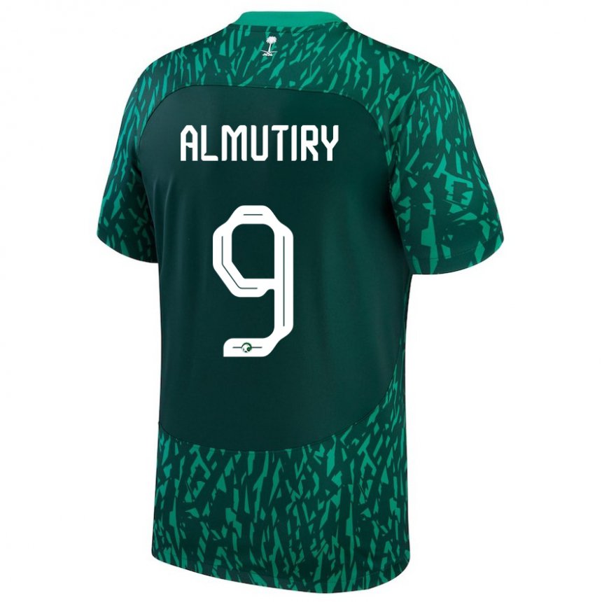 Mann Saudi-arabias Saad Almutiry #9 Dark Grønn Bortetrøye Drakt Trøye 22-24 Skjorter T-skjorte