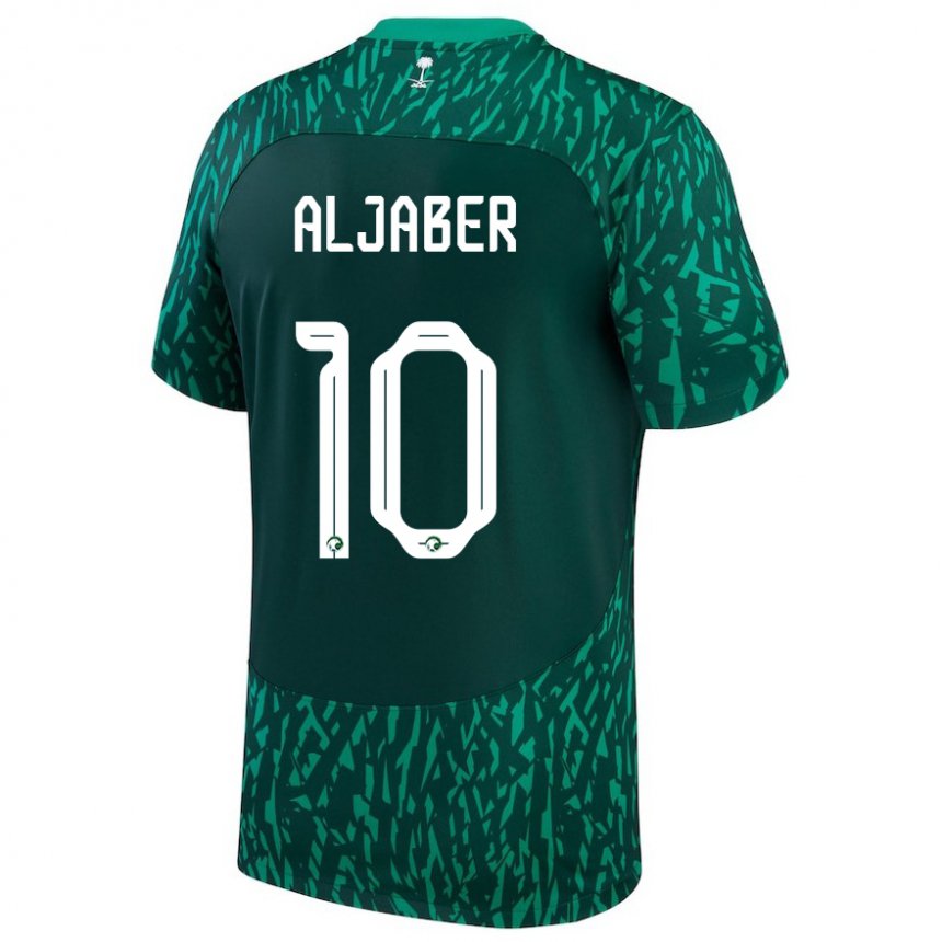 Mann Saudi-arabias Yassen Aljaber #10 Dark Grønn Bortetrøye Drakt Trøye 22-24 Skjorter T-skjorte
