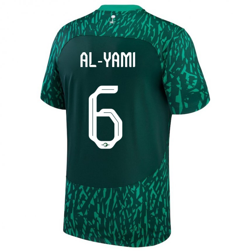 Mann Saudi-arabias Mohammed Al Yami #6 Dark Grønn Bortetrøye Drakt Trøye 22-24 Skjorter T-skjorte
